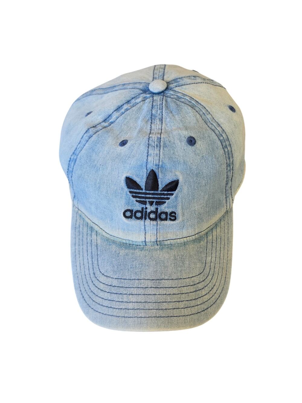 Adidas Originals Acid Wash Denim Embroidered Trefoil Baseball Cap Unisex M/L